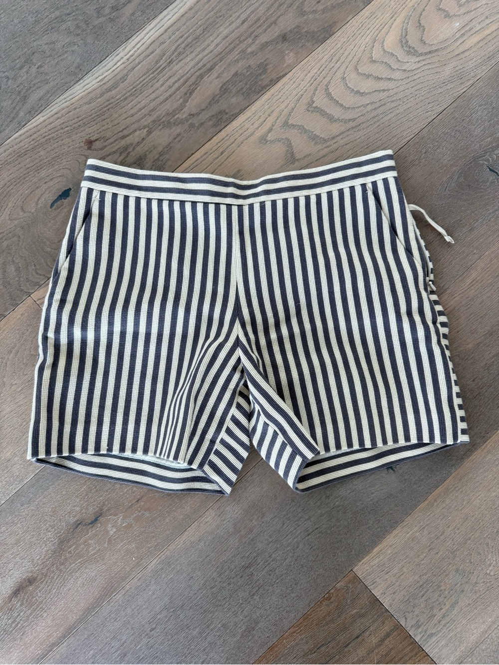 Tory Burch Navy and White Striped Athletic Shorts